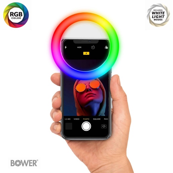 Bower RGB Phone Clip LED Light for Selfies, Makeup Apply, and More; White - Picture 3 of 8